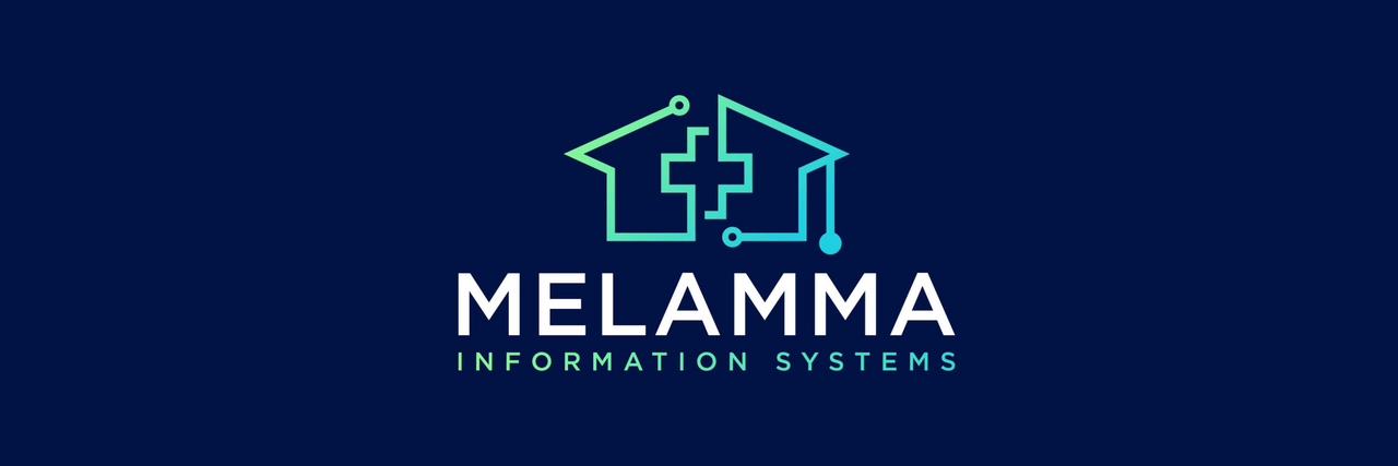 Navy banner with Melamma Information Systems' logo.